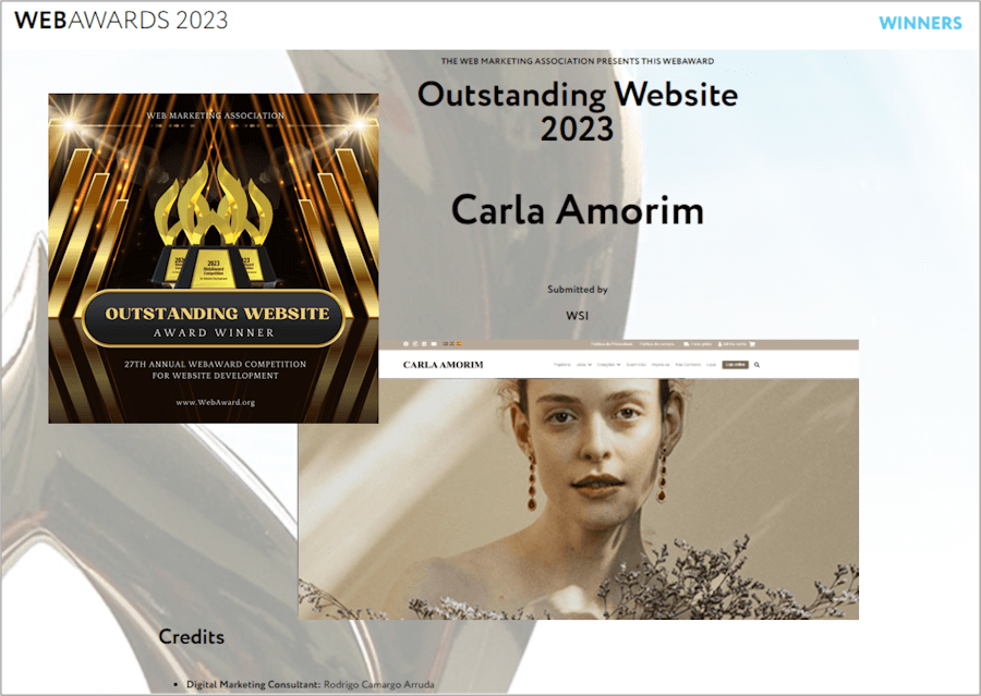 Website da Carla Amorim Ganha Prêmio Internacional Website da Carla Amorim Ganha Prêmio Internacional