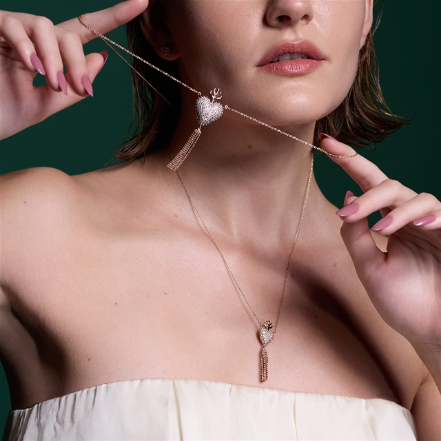 Colar Coração Água Benta Cravejado - Imagem 2