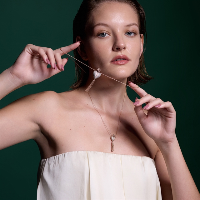 Colar Coração Água Benta Cravejado - Imagem 3